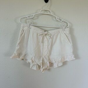 American Eagle Outfitters Ruffle Hem Cream Shorts